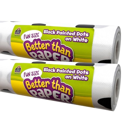 Teacher Created Resources Fun Size Better Than Paper Bulletin Board Roll Black Painted Dots on White, 2PK TCR77419